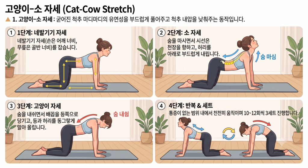 고양이-소 자세 (척추 가동성 회복)