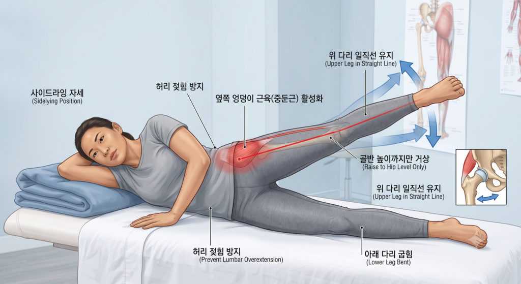 고관절 중둔근 강화 사이드라잉 힙 외전 운동