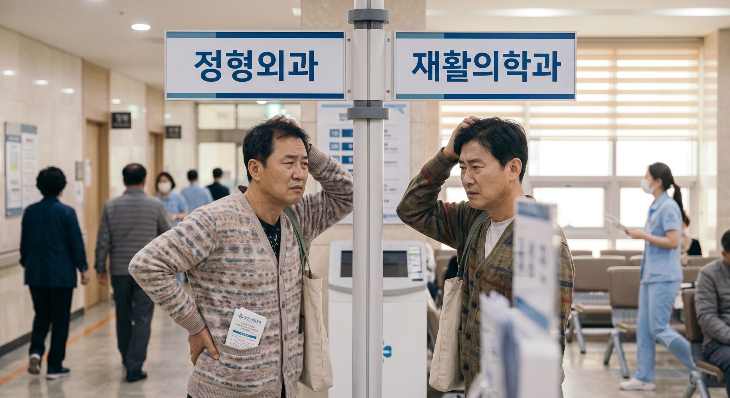 병원에서 정형외과와 재활의학과 사이에서 고민하는 환자