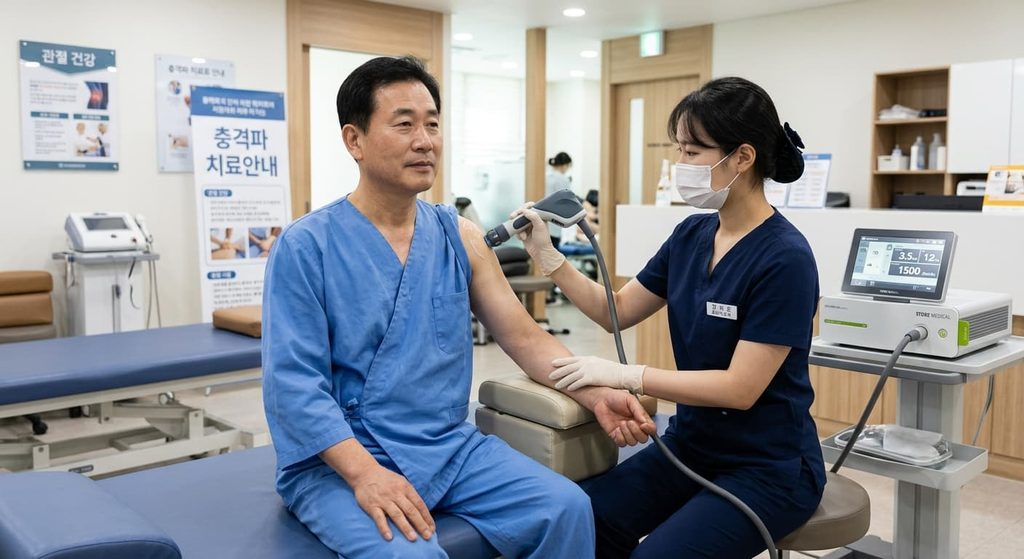 체외충격파 치료를 받고 있는 환자 모습